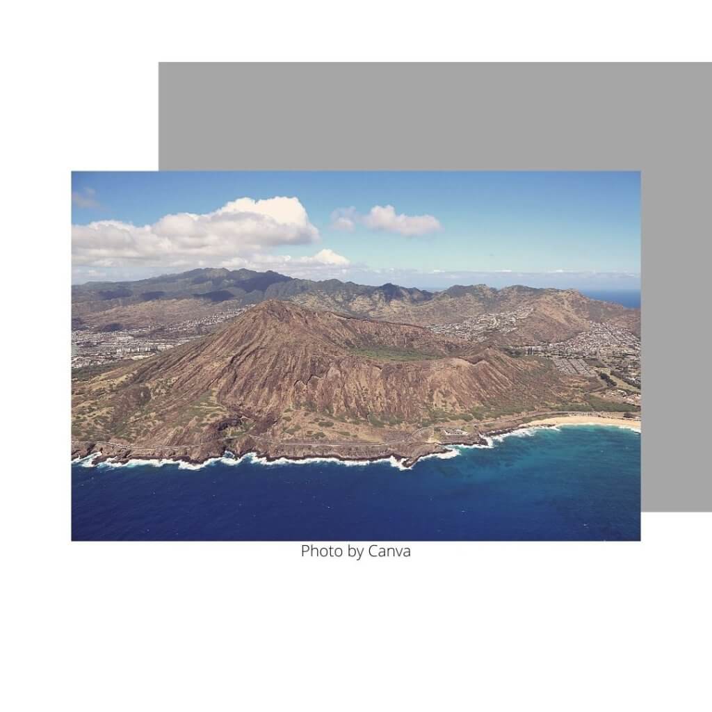 Koko Crater trail in Oahu Hawaii. Beautiful overhead view of the crater.