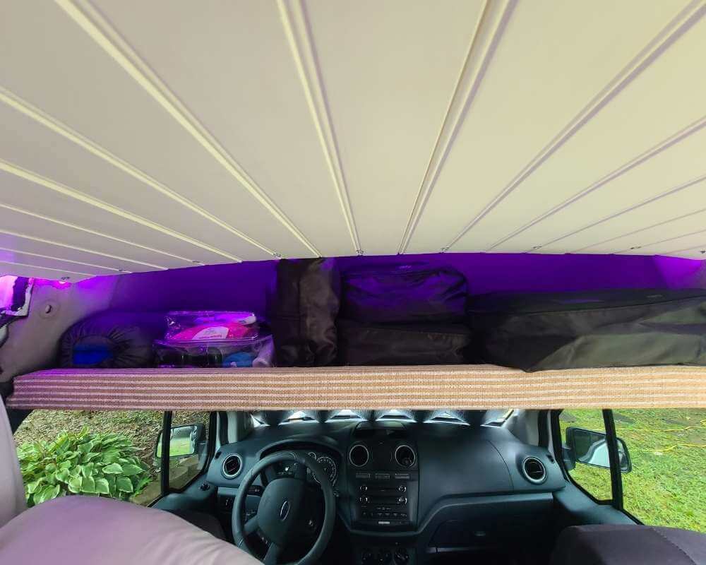 above head storage in camper van