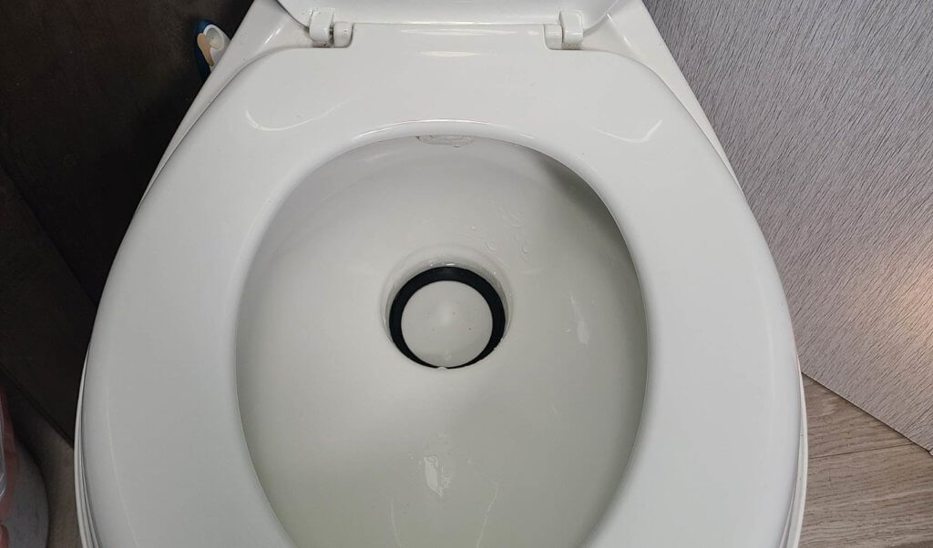 RV toilet with flush valve