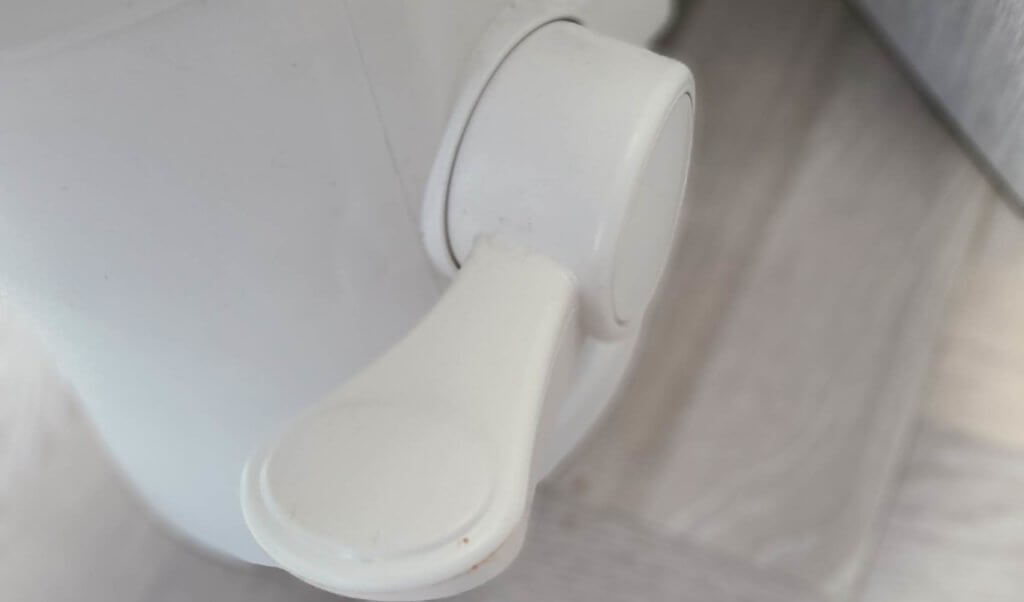 Flush pedal on an RV toilet