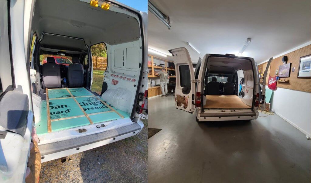 DIY Camper Van Conversion - Laying Floating LVP LVT Vinyl Plank