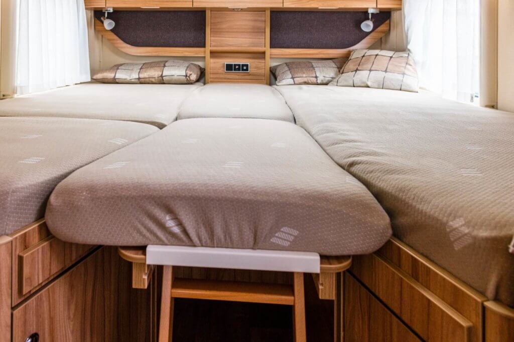fold out couch camper van bed option.