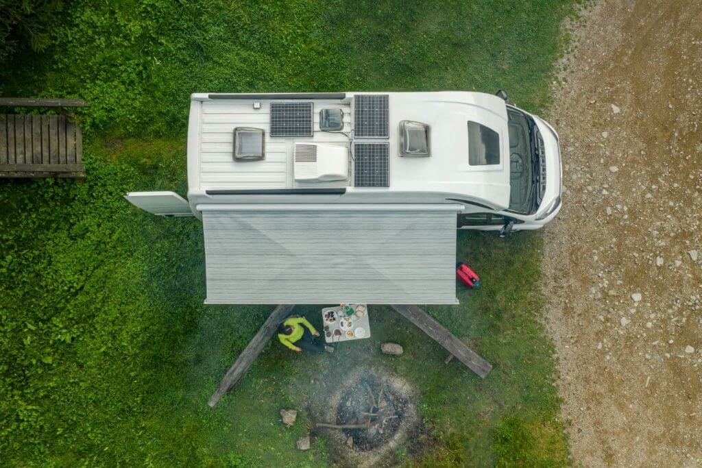 the top of camper van a/c unit