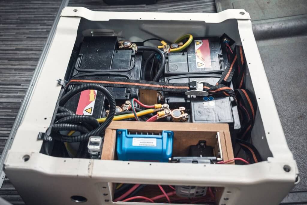 Camper van batterys in a box