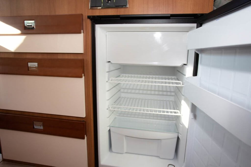 mini fridge in a camper van