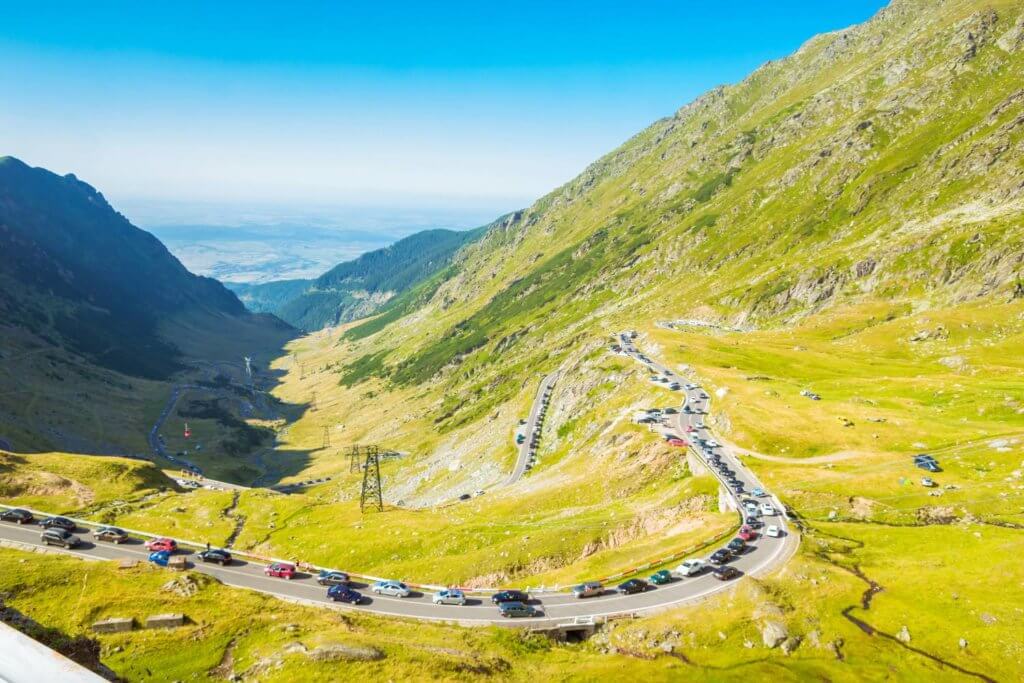 Driving through the mountains with a bunch of traffic