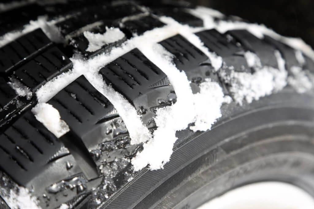 snow on winter tires