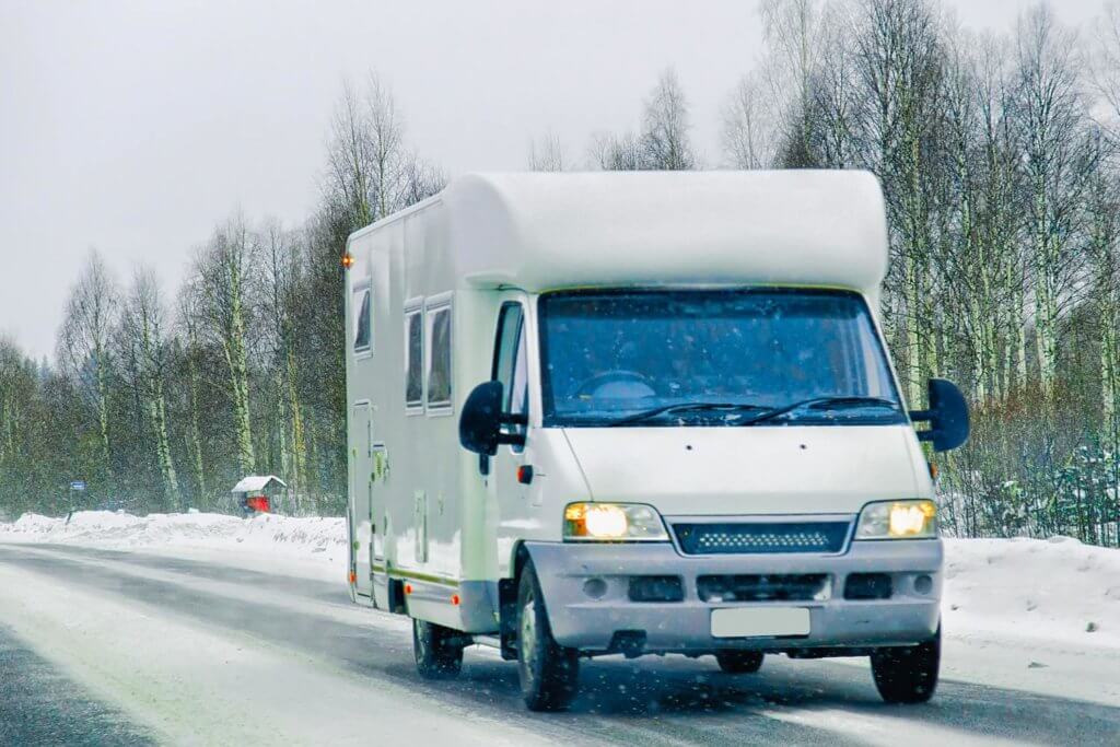 Winterizing a camper van in the snowy road