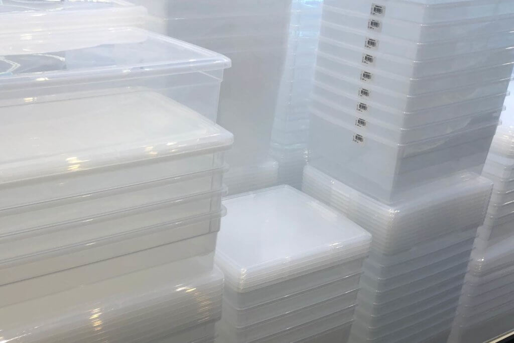 clear storage bins for organizing campervans