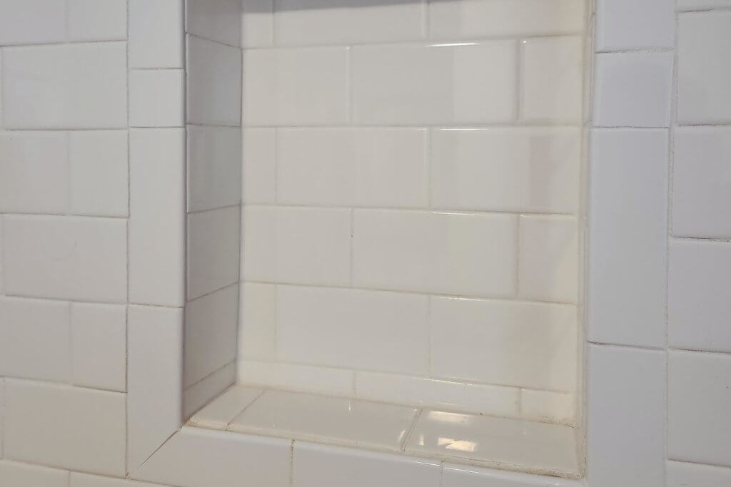 recessed shelving in a shower