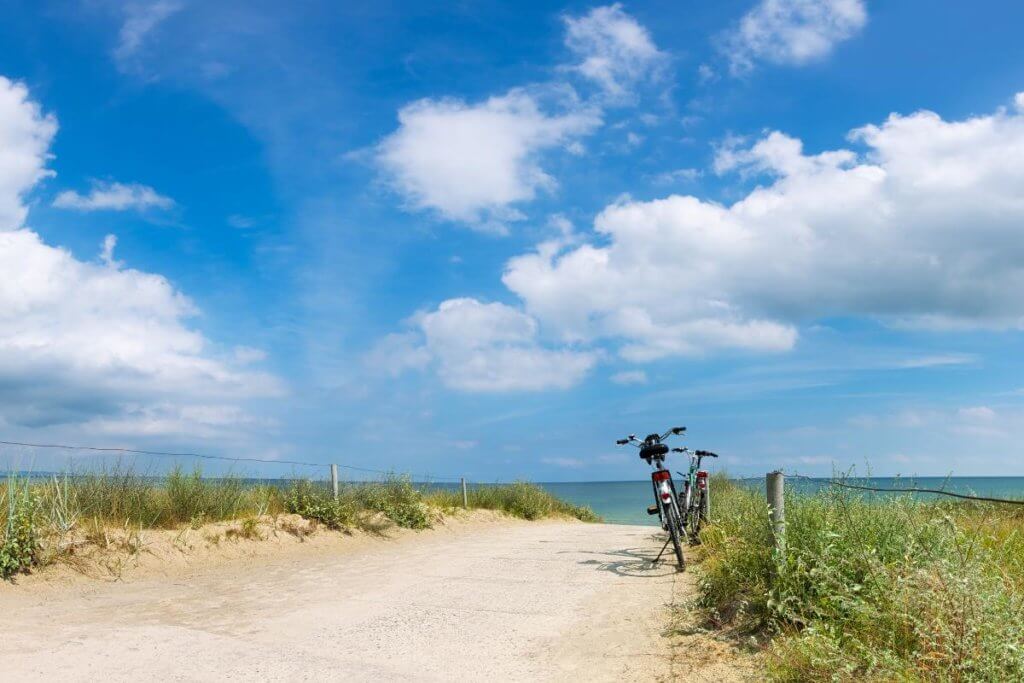 biking on Edisto Island in the sand by the beach