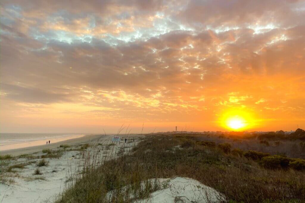 sunset over the dunes on Sullivan's Island in South Carolina