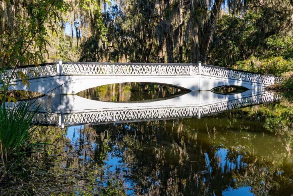 a bridge in Cyprus garden South Carolina