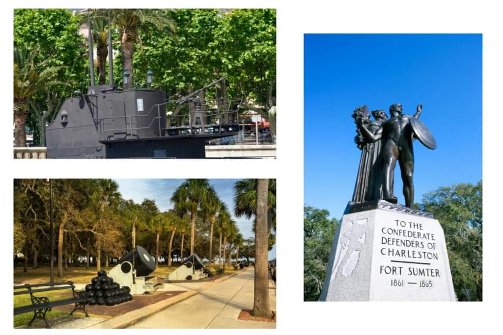 Several pictures of Charleston's Cold War Submarine Memorial.