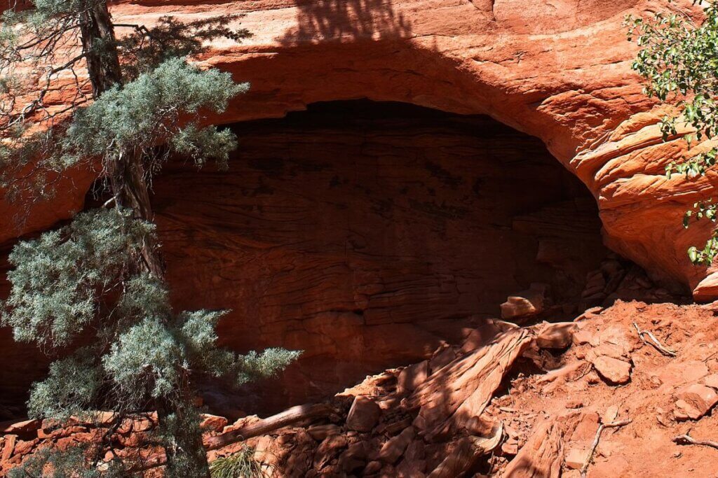 a red rock cave near soldier pass in Sedona Arizona