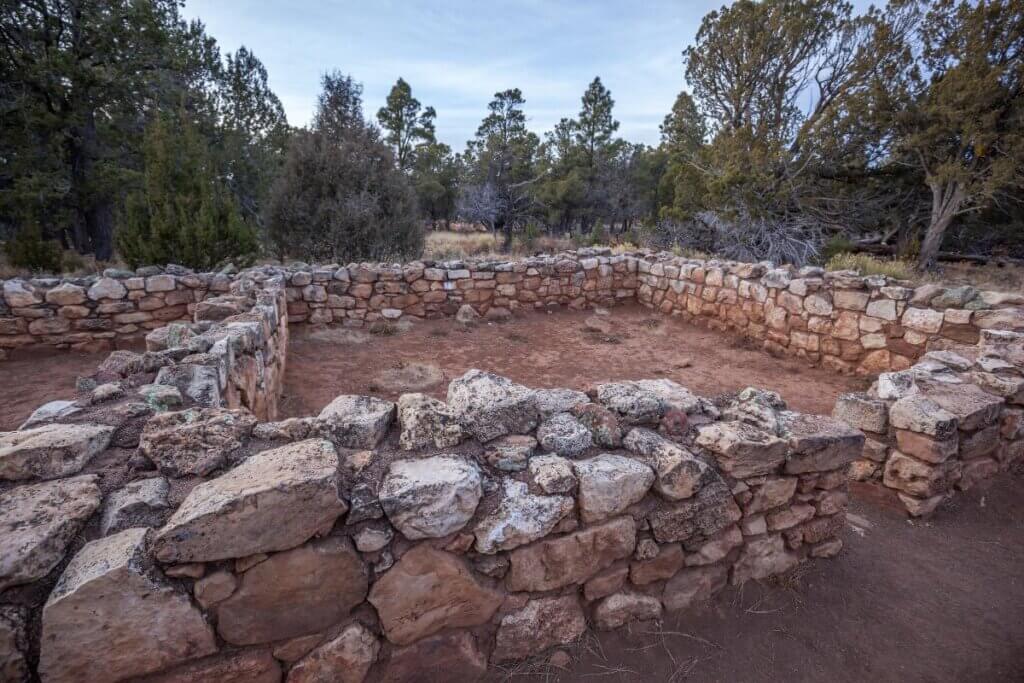 ruins, half walls still standing from the indigenous people from the area in Sedona Walnut Canyon