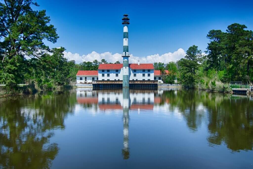 A lighthouse on Lake Matamuskeet in North Carolina