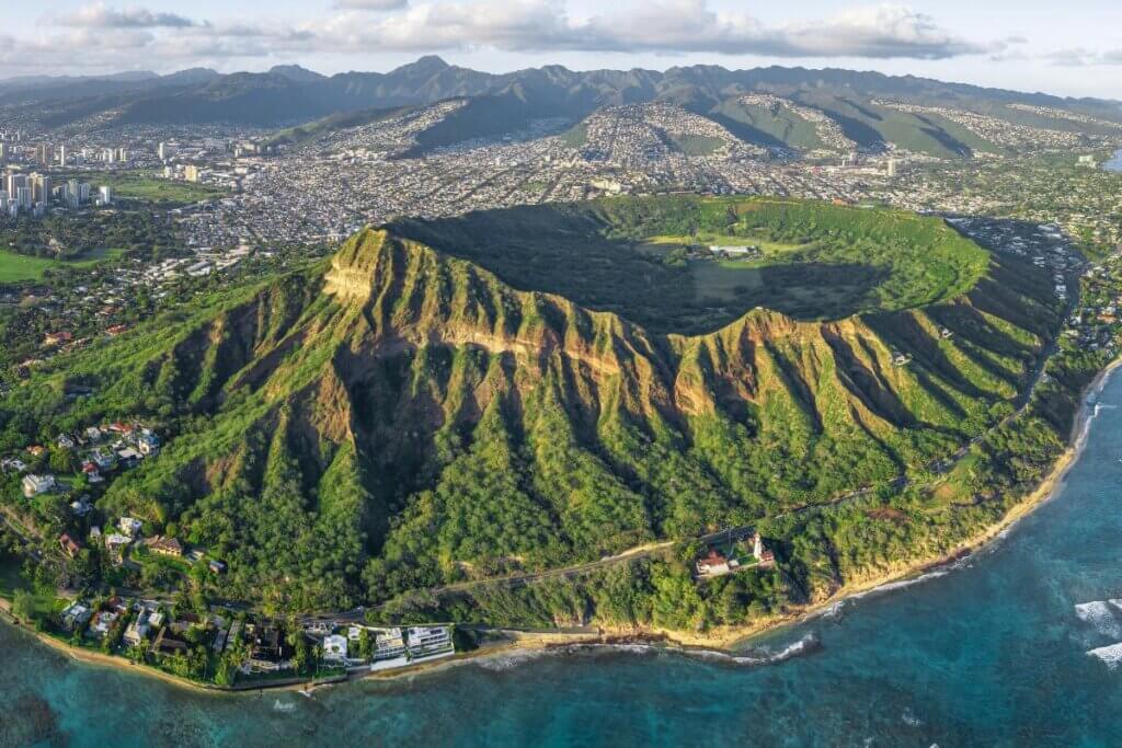 overhead shot of Diamond Head Crater