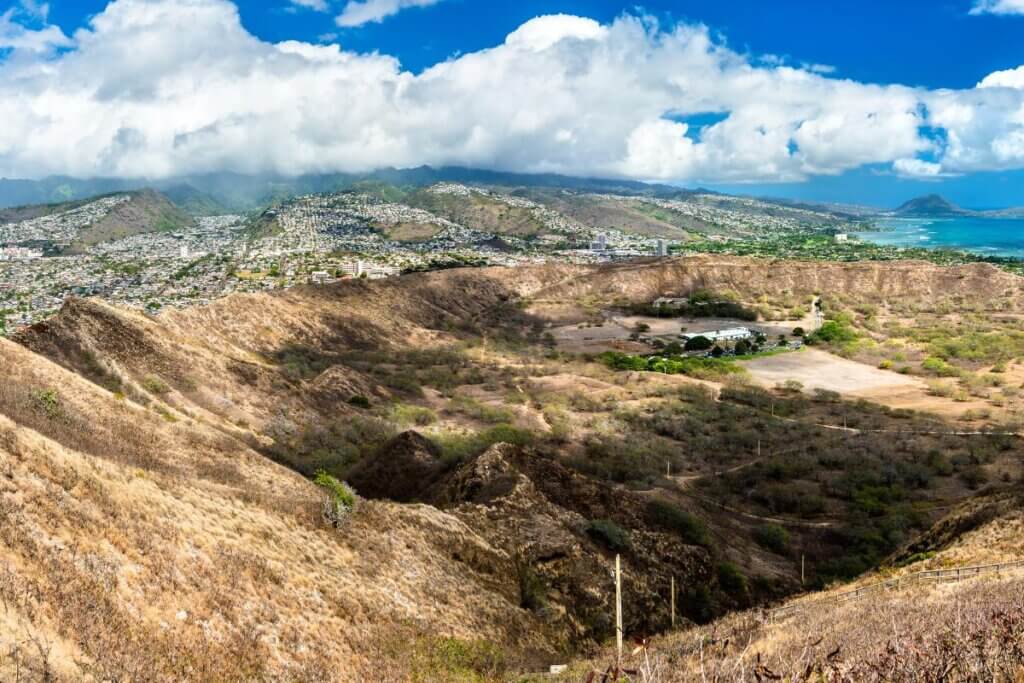 an inside look of Diamond Head Crater