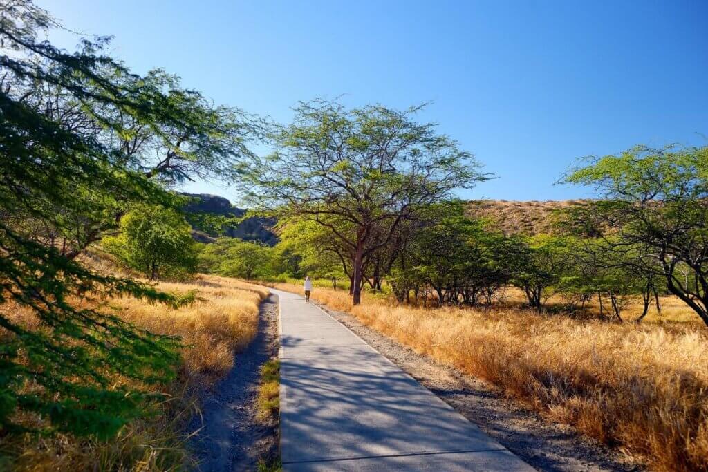 paved hiking path to the top of Diamond Head Crater