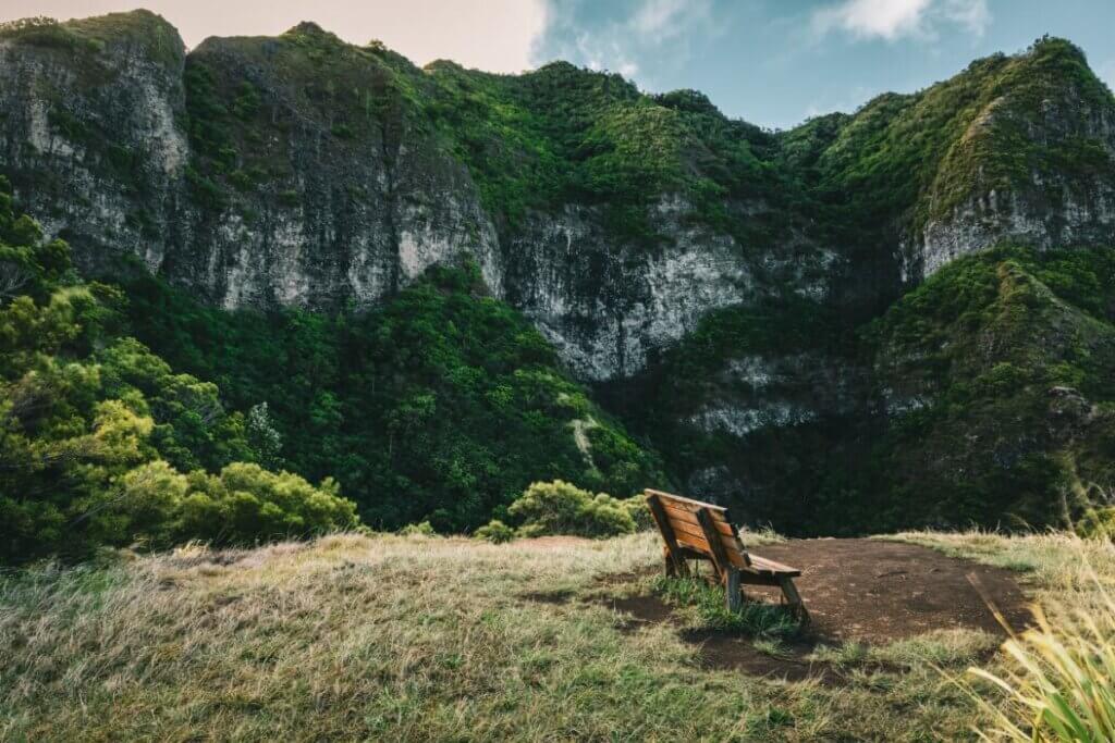 views on the way to a waterfall in Oahu on the Schofield Waikane Trail