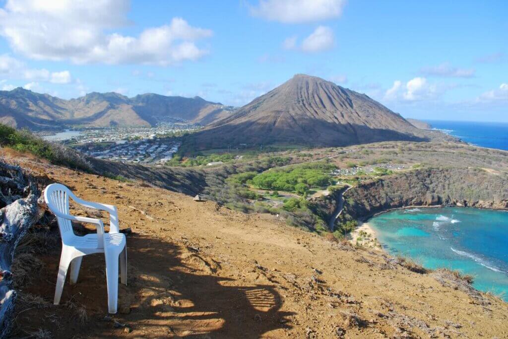 an over look of Hanauma Bay Crater 