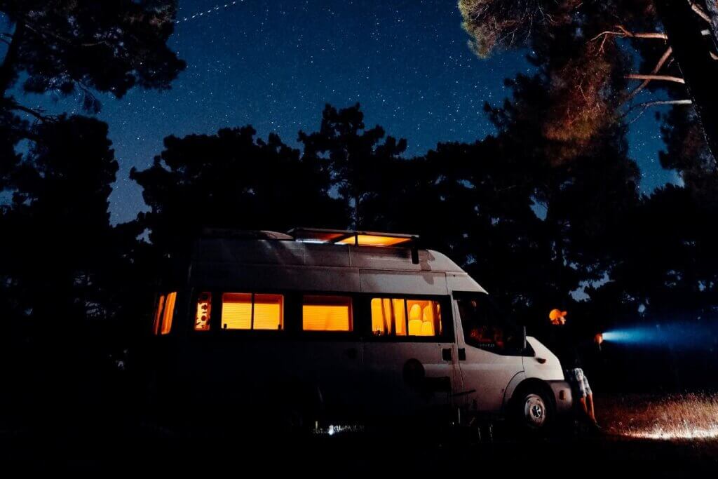 camper van using eco friendly lights