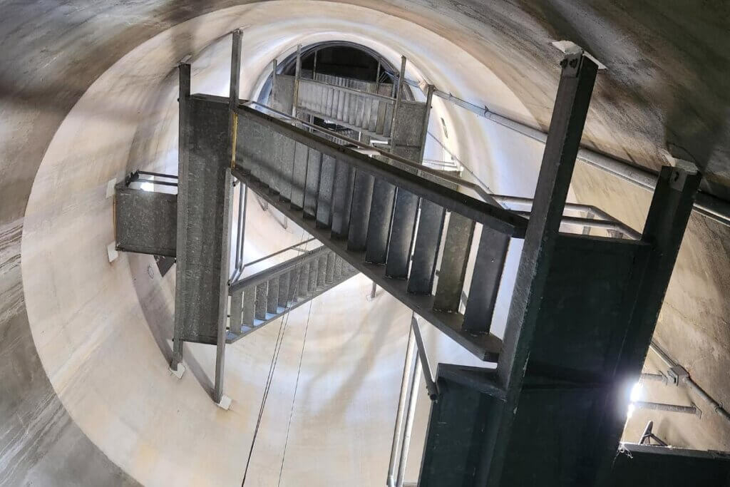 Inside Oak Island Lighthouse with stairs