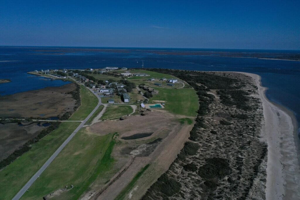 Overhead view of Fort Caswell on Oak Island