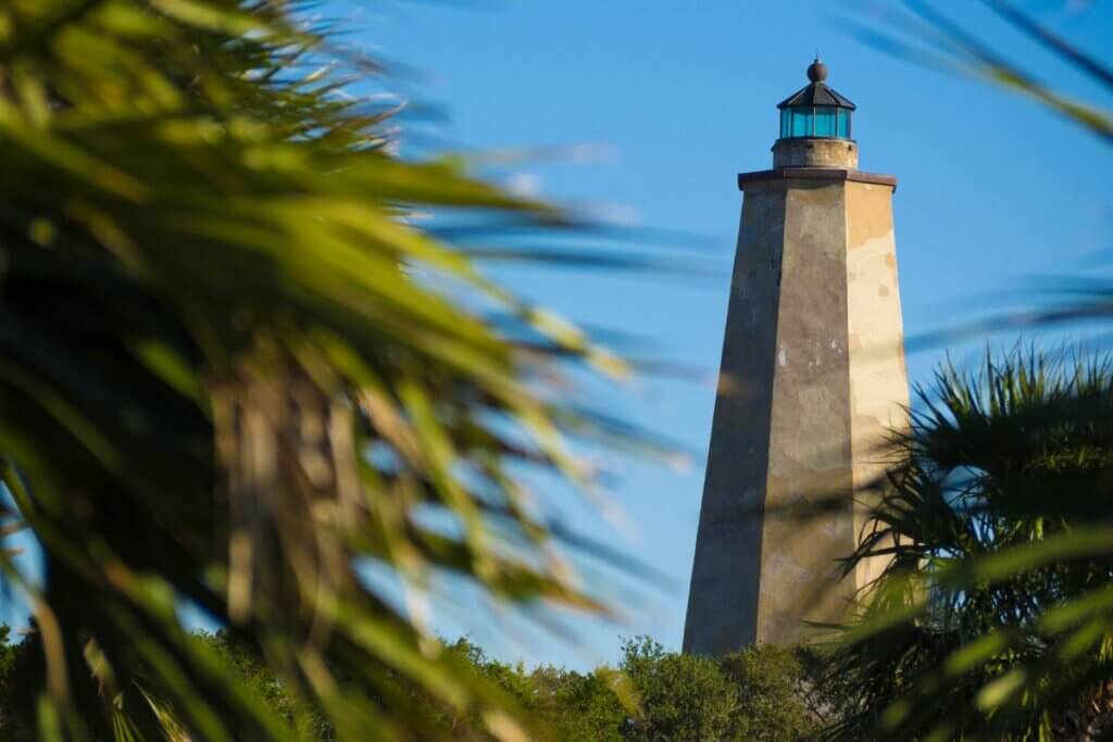 close up of a picture of Old Baldy Light house in NC