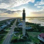 Oak Island Light house over head view