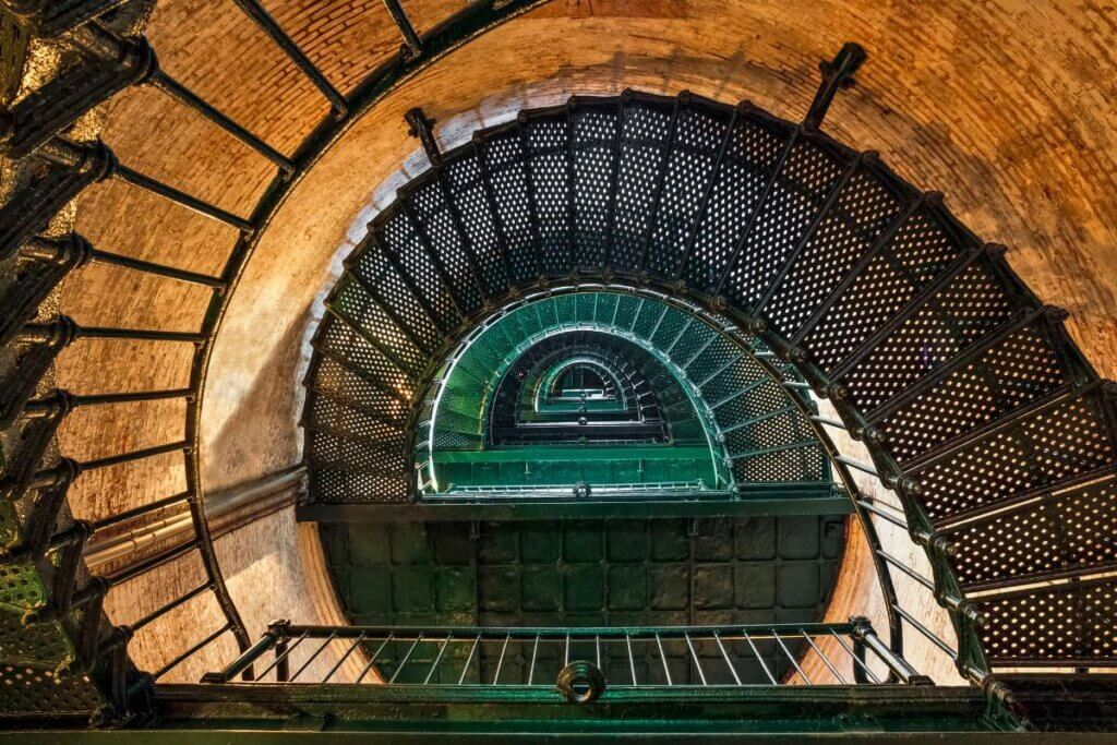 spiral stair case in Currituck Beach Lighthouse in North Carolina