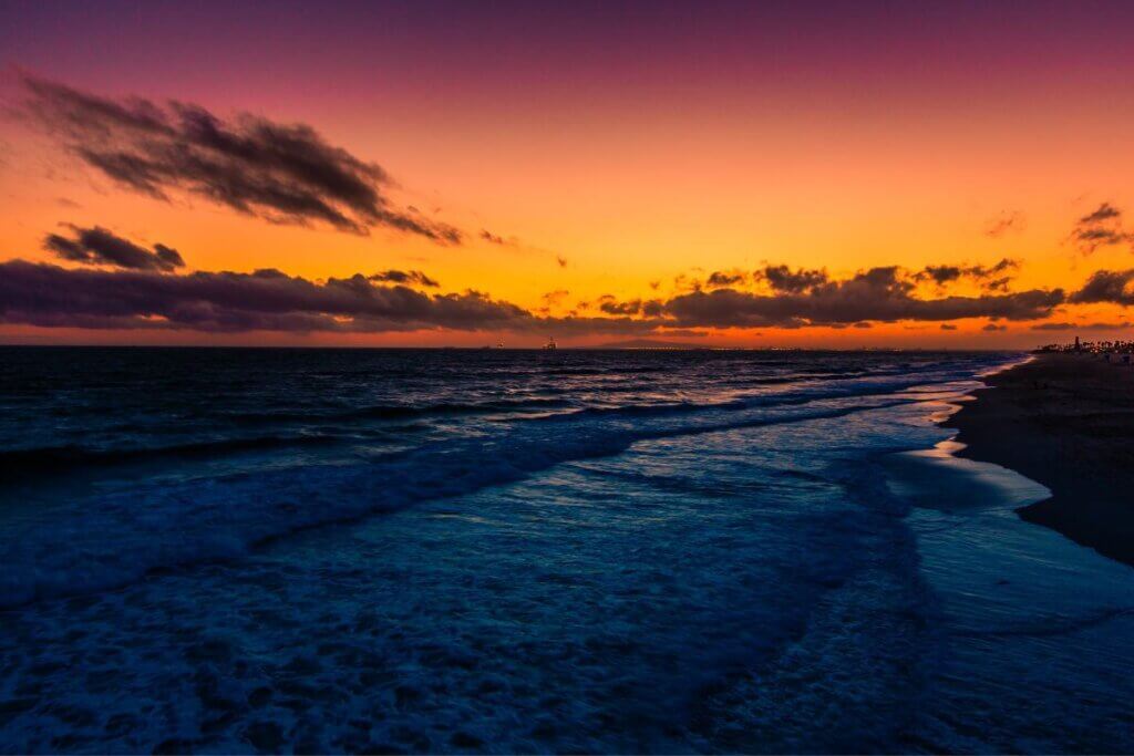 sunset on a beach during the winter months