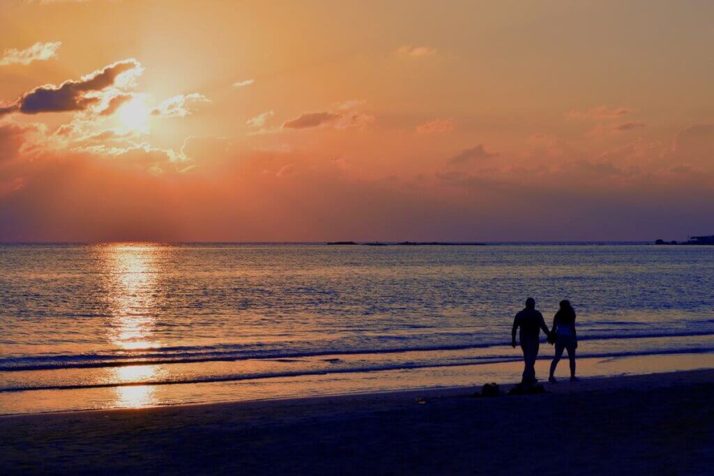 walking on the beach in the winter