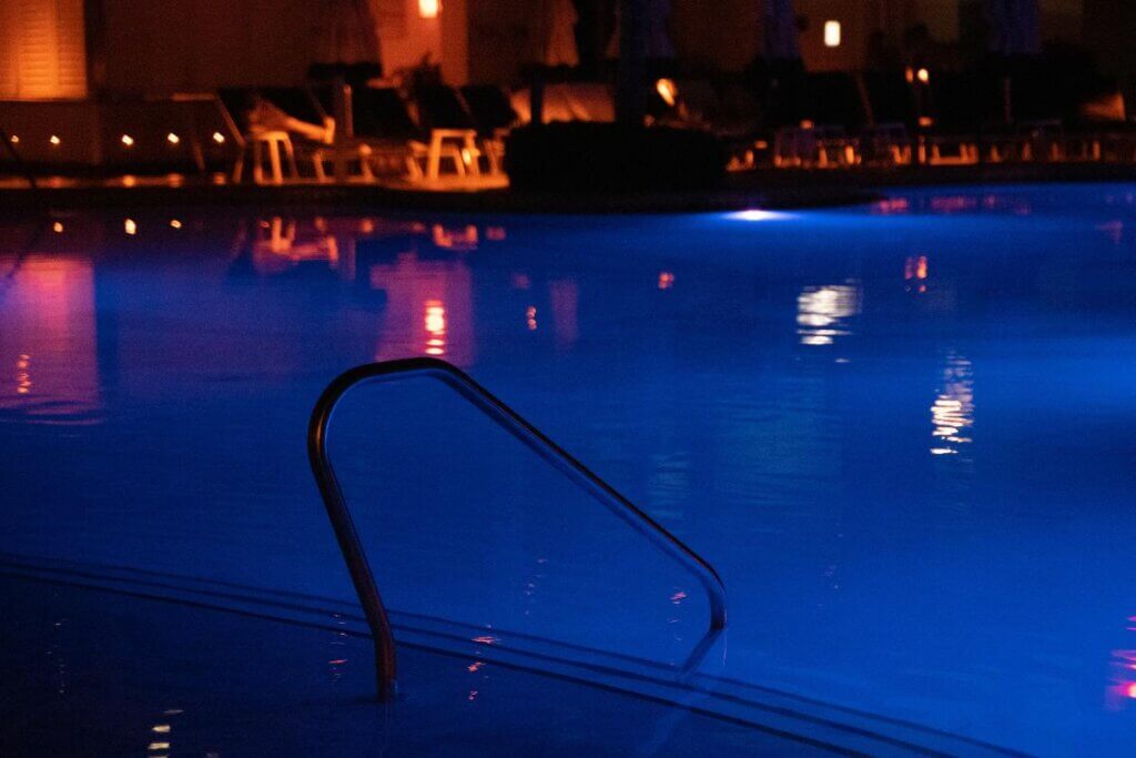 heated pool at a hotel in the winter at the beach